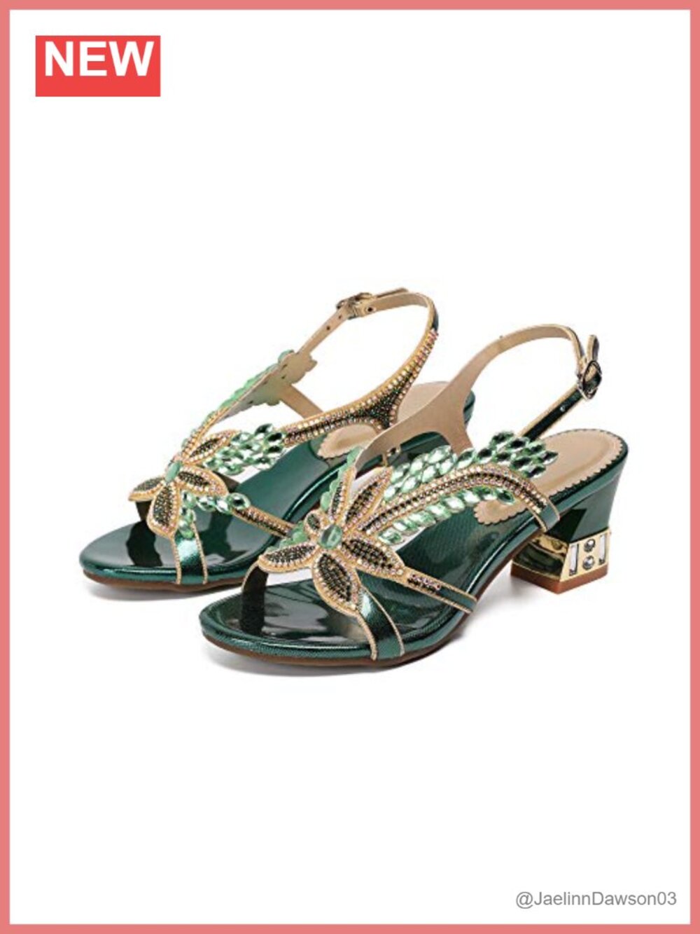 Handmade Rhinestone Crystal Heeled Sandals - Women's Dressy Evening Wedding